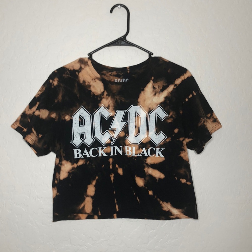 AC/DC Back In Black Crop Top Shirt Short Sleeve